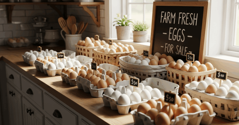 selling farm fresh eggs from White Leghorns